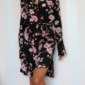EQUIPMENT Floral black silk shirt dress
